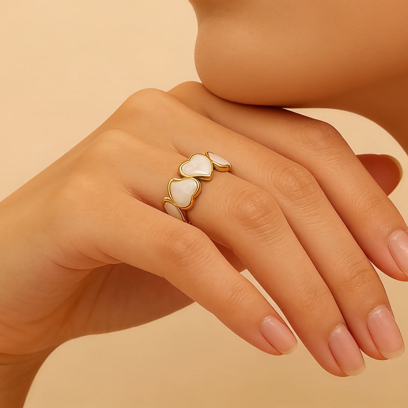 Women's High-Quality Hypoallergenic Golden Open Ring, Elegant